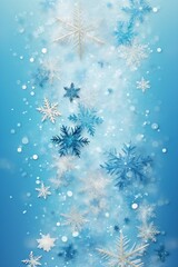 Poster - Generative AI : Christmas background texture snow light blue background with snowflakes