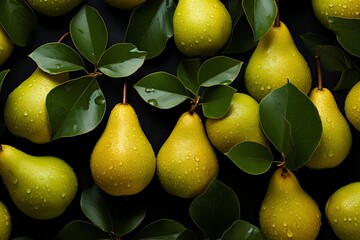 Wall Mural - fresh pears with leaves, top view
Created using generative AI tools
