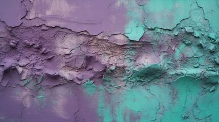 Poster - Generative AI : Background image of texture of plaster in blue and purple tones with light area and traces of processing