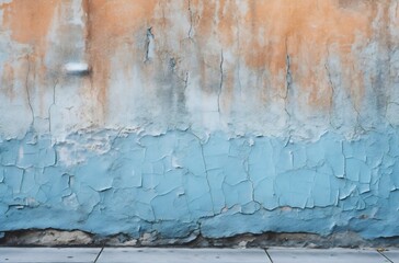Poster - Generative AI : Background of the old painted pale blue walls White paint strokes on the old blue wall