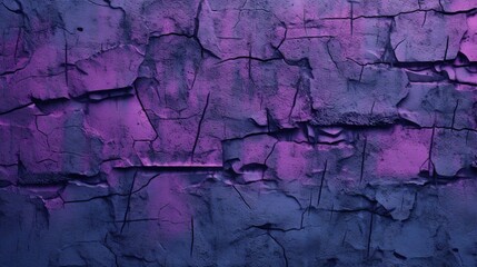 Poster - Generative AI : Background image of texture of plaster in blue and purple tones with light area and traces of processing