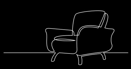 Wall Mural - continuous line drawing vector illustration with FULLY EDITABLE STROKE of furniture view interior concept on black background