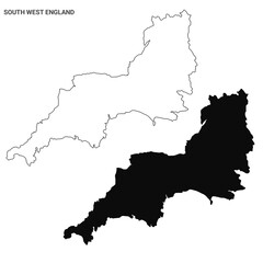 South West England Administrative Map Set - blank outline map