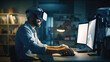 © redflower - A man working use VR in front of computer