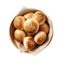 Delicious Bowl Of Dinner Rolls Isolated On A Transparent Background