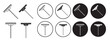 window squeegee icon set. window cleaning tool vector symbol in black filled and outlined style. 