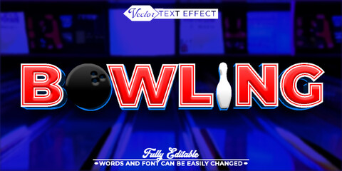 Poster - Bowling Game Vector Editable Text Effect Template