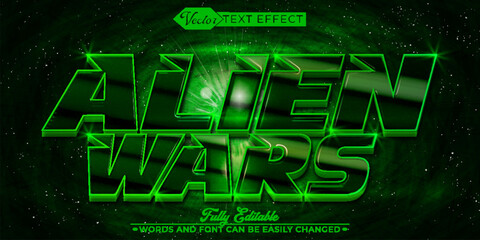 Canvas Print - Green Dark Alien Wars Vector Editable Text Effect Template