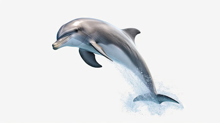 Wall Mural - Dolphin jumping out of water, dolphin isolated on white background, dolphin jumping isolated on white.