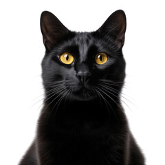 Wall Mural - black cat isolated on transparent background cutout