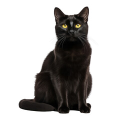 black cat isolated on transparent background cutout