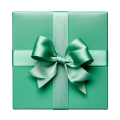 Wall Mural - green gift box isolated on transparent background cutout