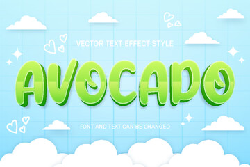 avocado green adorable cute kawaii typography editable text effect font style template design backgr