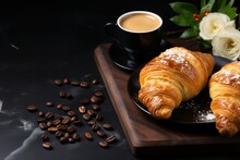 Cup Of Coffee And Croissant