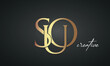 luxury letters SUO golden logo icon premium monogram, creative royal logo design