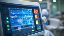 The Heart Rate And Patient Condition Are Monitored In The Hospital Theater Room During A Surgical Operation, Using A Control Monitor.