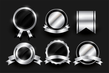 set of six shiny and empty badge emblem element banner design