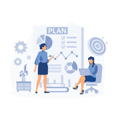 Wall Mural - business planning, target, business work flow, time management, business presentation. flat vector modern illustration