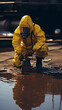 © Adolfo Perez Design - In the Sampling Zone: Hazmat Man Gathers Key Data, generative ai