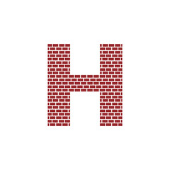 Wall Mural - Letter H with Brick Wall logo vector design building company, Creative Initial letter and wall logo template