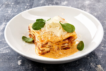 Wall Mural - italian lasagna with minced meat