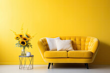 Yellow Sofa With Sunflower In A Modern Interior