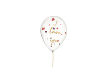 Glossy Transparent Balloon Spreaded Little Sweet Hearts In Pink Red Purple And Golden Text I Love You Upright 3D CAD Rendering Isolated