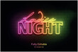 © Moin Hossain - Vector neon effect logo for neon text effect and neon light night party editable text effect and night club
