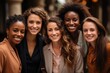 © Ezio Gutzemberg - Generative AI - Embracing Diversity: Optimistic and Happy Women Standing in Unity, Celebrating Multicultural Sisterhood