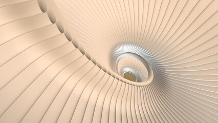 Fototapete - Abstract background, 3d pearl color wavy stripes pattern, interesting spiral design.