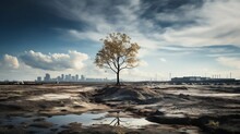Striking Image Features Lone Tree Amidst Barren Landscape