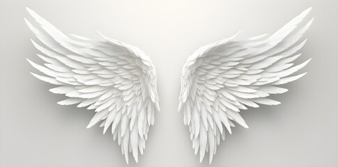 White wings isolated on white background created with Generative AI technology