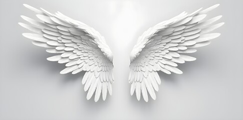 White wings isolated on white background created with Generative AI technology