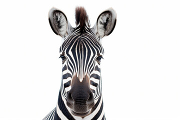 Portrait of zebra on white background