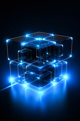 Technology blue abstract cube