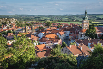 Poster - Aerial view with Church of Saint Wenceslas in Old Town of Mikulov town, Czech Republic