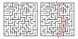 © Iryna - Vector Square Maze. Labyrinth with Included Solution in Black  Red. Funny  Educational Mind Game