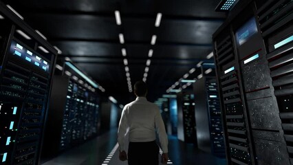 The Sandbox. IT Administrator Activating Modern Data Center Server with Hologram.