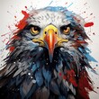 Drawing of the head of a unique American bald eagle in close-up. Generated by AI.
