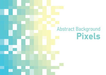 Abstract pixels disintegrate pattern, geometric mosaic background, green and yellow color gradient, vector illustration template for wallpaper, poster, wrapping paper, web banner, website.