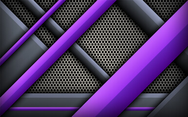 Abstract Metal and Purple Gaming Banner Backdrop, Futuristic Dark Background Design for Gamers and Streamers