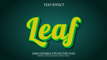 Wall Mural - Leaf 3D Fully Editable  Vector Eps Text Effect Template Design 
