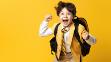 Boy Student With Backpack Smiling For Back To School