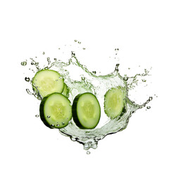 Wall Mural - cucumber slice in water splash