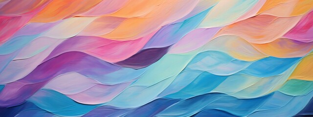Poster - Closeup of abstract rough colorful multicolored organic autumnal fallen leaves or waves art painting texture, with oil acrylic brushstroke, pallet knife paint on canvas wallpaper (Generative Ai)