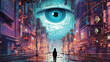 Big brother is watching scary eye surveillance- AI generated