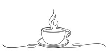 Cup Of Tea, Line Art Style Vector Eps 10