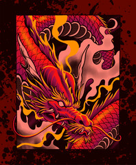 Wall Mural - the great red dragon illustration vector