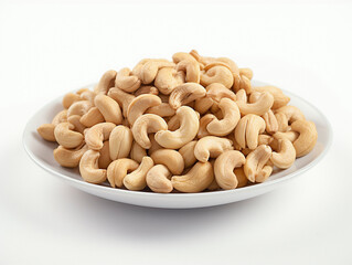 cashew nuts on a white plate 