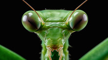 Macro Close Up Shot Of A Green Praying Mantis